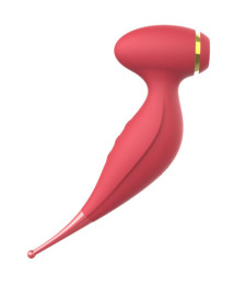 Oiseau du Paradis - Vibromasseur 2 en 1 avec vibration clitoridienne par membrane et embout stimulateur rouge - CR-820RED